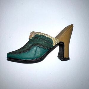 Vintage Miniature Resin Shoe Collectible Decor Decoration Figurine Green Gold